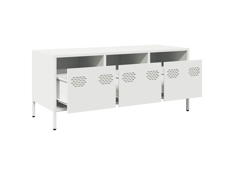  Meuble tv - banc tv - meuble de rangement blanc 101,5x39x43,5 cm acier laminé à froid  - Conforama E