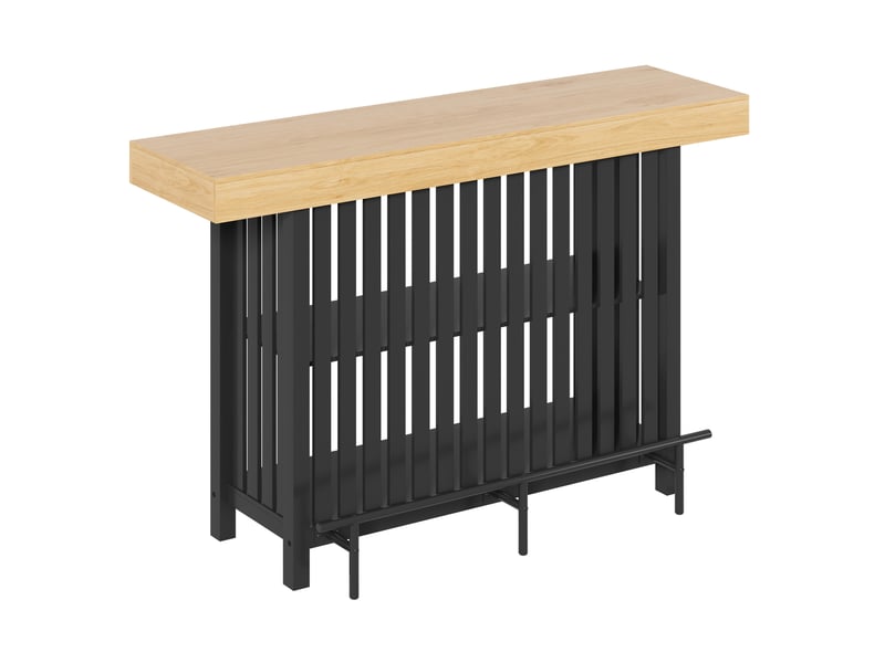  Table de bar 160x40x105 cm noire en mdf avec 2 étagères et repose-pieds  - Conforama A