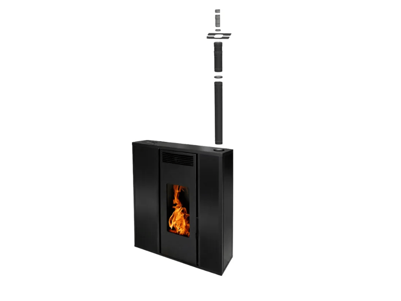  Pack poêle à granules tessa 10 kw etanche concentrique sur le dessus + kit conduit vertical 80125 - noir  - Conforama A