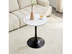 Table ronde, style mid-century table salle à manger table salon, pratique, plateau mdf, piètement métal, coloris noir