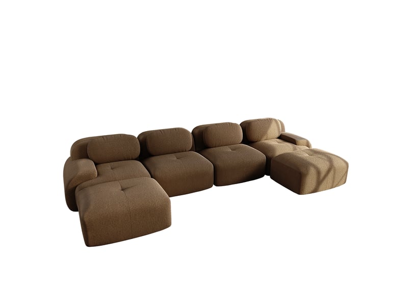 Canapé modulable, canapé de salon, en velours, marron, sans montage, sans structure, chambre, pour salon - Conforama W