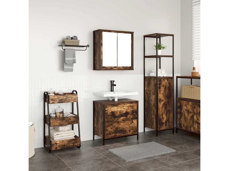 Ensemble de meubles de salle de bain 2 pcs en bois d'ingénierie chêne fumé cf63616 - Conforama B