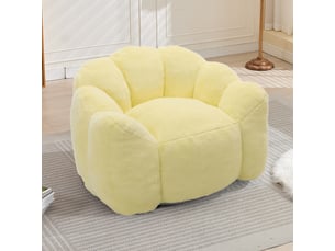 Fauteuil pouf en forme de lotus, assise légère sans montage pour salon et chambre, en peluche douce jaune