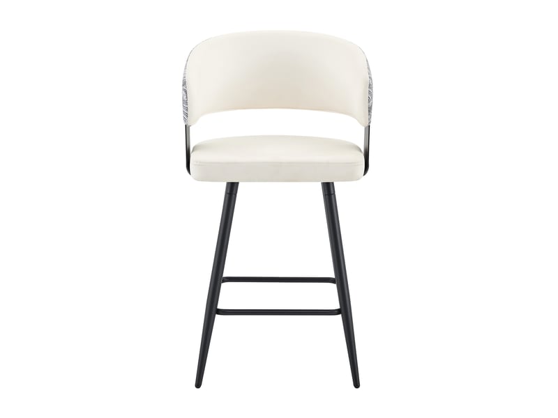  Lot de 2 tabourets de bar avec dossier en similicuir blanc, pieds en métal W3658P465781 - Conforama A