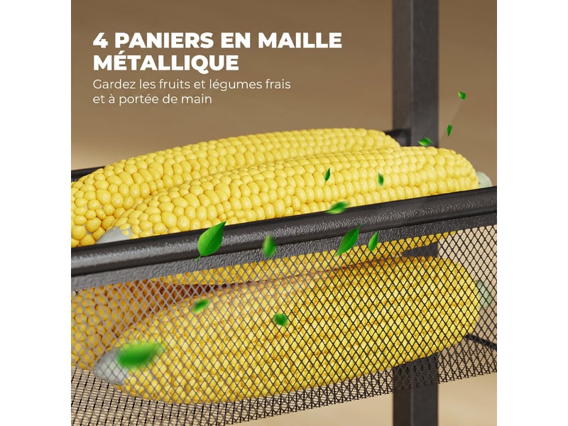  Chariot de rangement à 5 niveaux en métal et roulettes noir 47 x 13 x 96,5 cm  - Conforama E