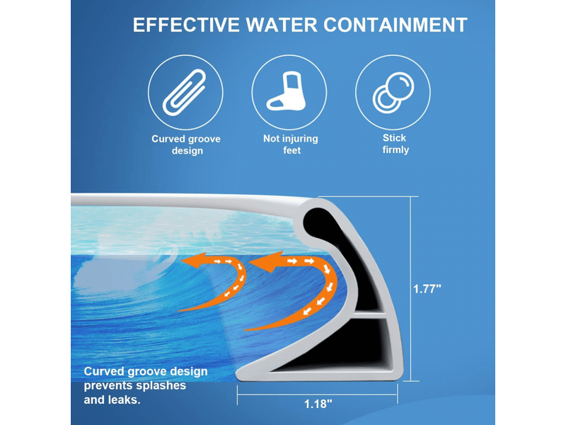 Seuil de douche pliable - 100 cm - barrière d'eau autocollante pour bord de douche - séparation sèche et humide pour comptoir de cuisine et évier  - Conforama B