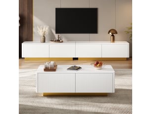 Meuble tv coloris blanc 200 cm <strong></strong>  <strong>Qualité haut de gamme</strong>