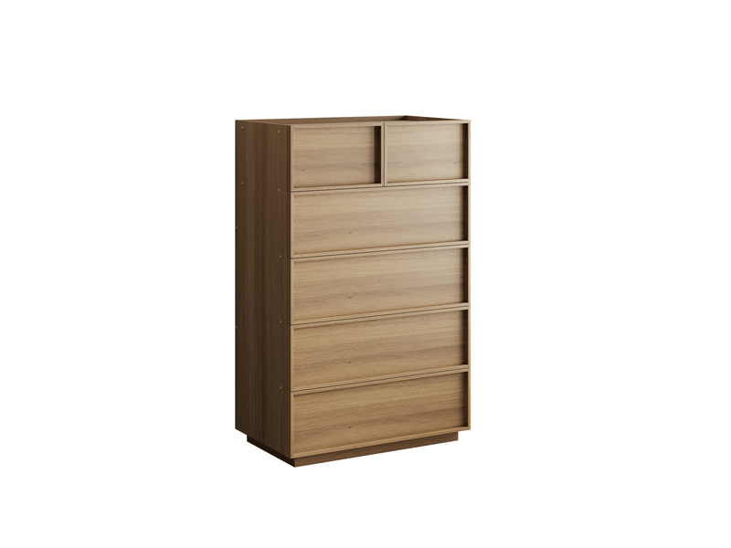  Commode 6 tiroirs 80 x 48 x 127,5 cm coloris chêne avec glissières métalliques  - Conforama A