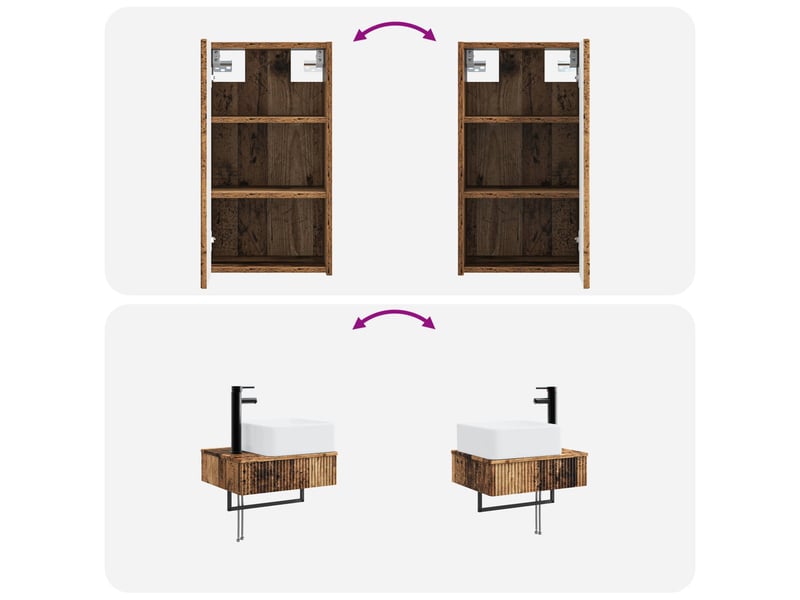  Ensemble de mobilier de salle de bain 3 pc bois ancien cf64282  - Conforama E