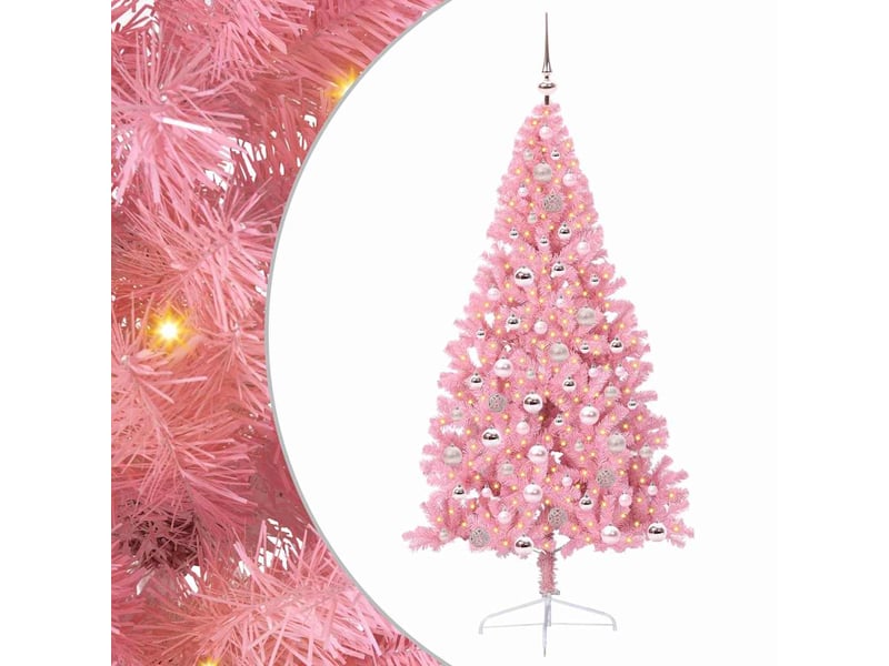  Sapin de noël, arbre de noël artificiel pré-éclairé rose 180 cm pvc cf61376  - Conforama A