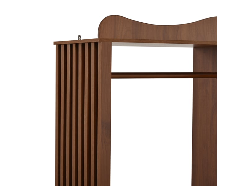 Armoire penderie ouverte avec miroir et 2 portes 1 tiroir, mdf noyer, 115,5x38,5x194,5 cm  - Conforama E