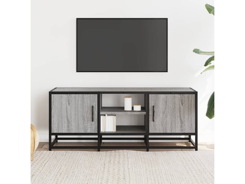  Meuble tv - banc tv - meuble de rangement sonoma gris 100x35x41 cm bois d'ingénierie et métal  - Conforama C