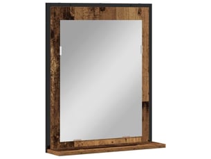 Miroir de salle de bain, miroir de toilette bois ancien 50 x 12 x 60 cm verre et bois ingénierie cf62651