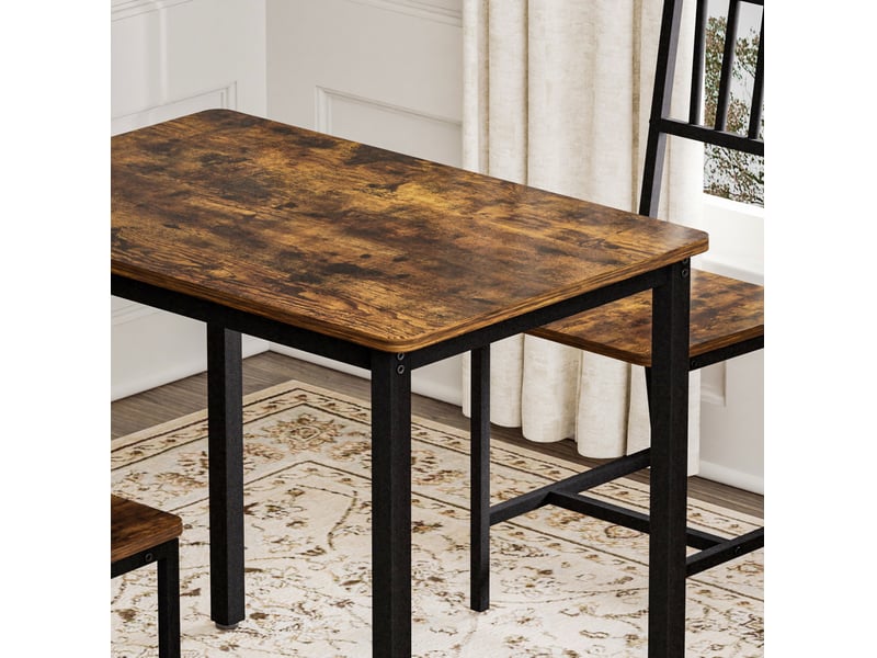  Ensemble table à manger 90x60x75,5 cm, 2 chaises, style industriel, meuble chambre, aggloméré et métal, marron et noir  - Conforama D