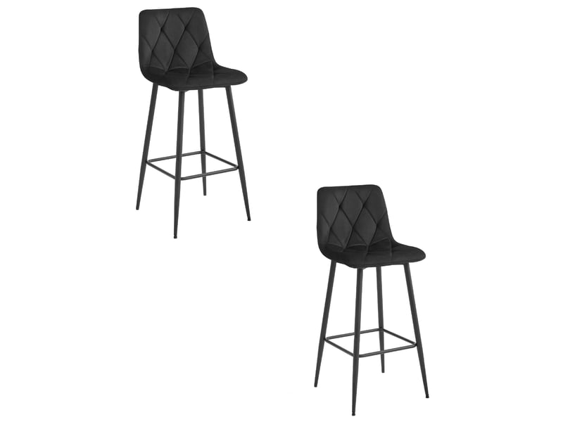  Tabouret de bar - leobert - nado - velours noirpieds noirs - lot de 2  - Conforama A