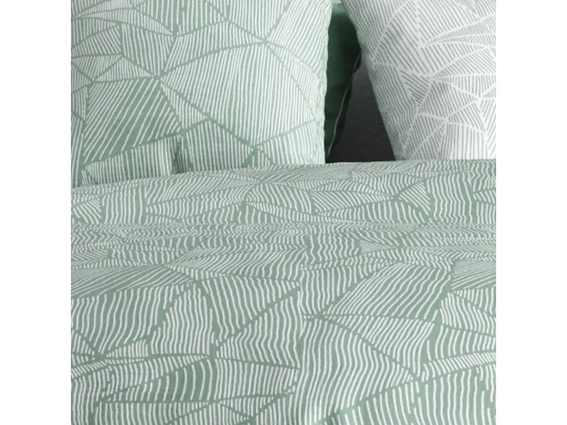  Parure housse de couette 260x240cm + 2 taies motif floral vert et blanc 100% coton - daley DALEY - Conforama C