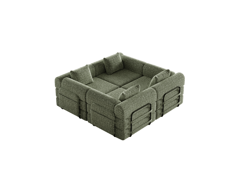  Canapé convertible 4 places 183.8x91.4x69.8 cm avec rangement vert  - Conforama A
