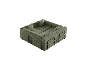 Canapé convertible 4 places 183.8x91.4x69.8 cm avec rangement vert