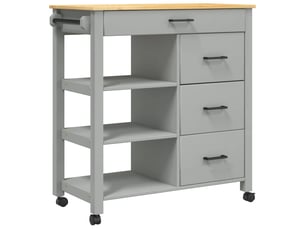 Desserte de cuisine, chariot de rangement 84x40x88,5 cm gris bois massif de pin shl42676