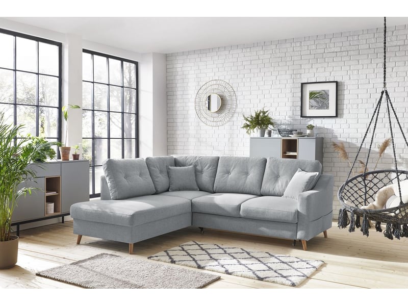  Bobochic canapé d'angle l convertible sweden gris clair  angle gauche SWEDEN - Conforama D
