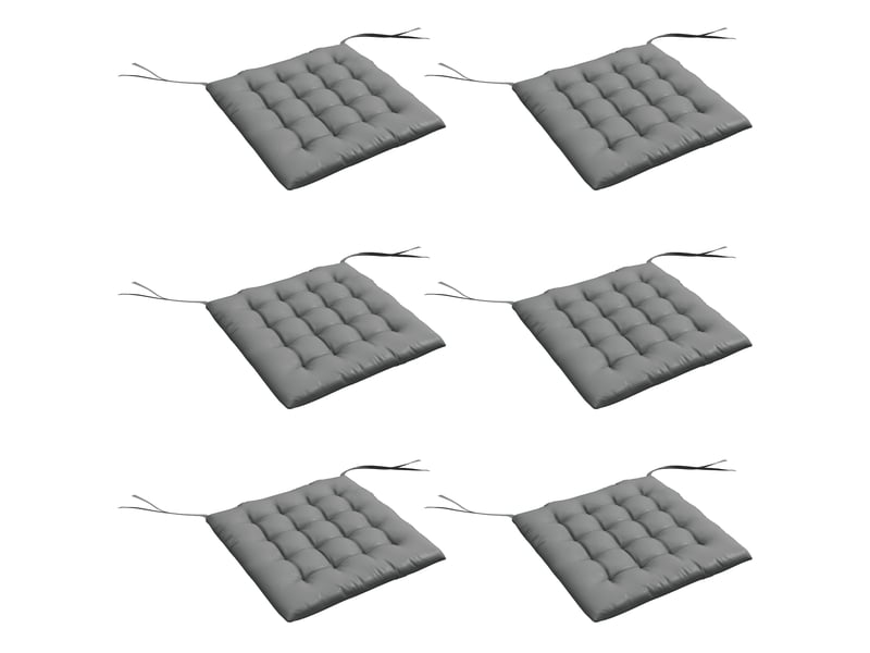  Lot de 6 coussins de chaise de jardin rembourrés 40x40 cm avec rubans gris  - Conforama A