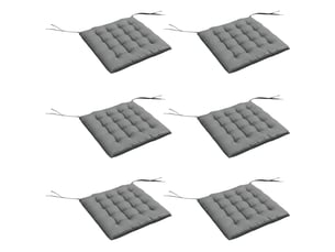 Lot de 6 coussins de chaise de jardin rembourrés 40x40 cm avec rubans gris