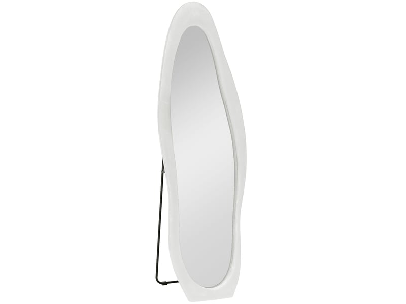  Miroir sur pied et mural avec cadre en velours ondulé, 160 x 50 cm, blanc  - Conforama B
