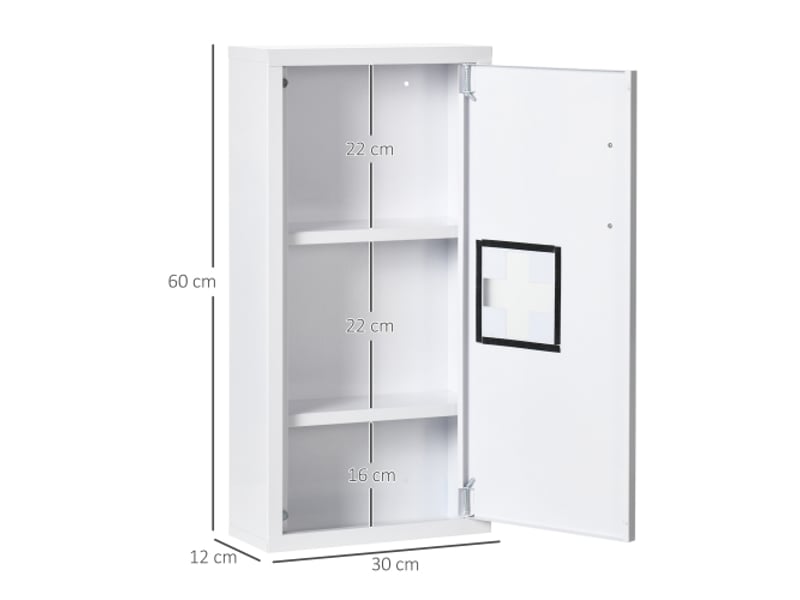 Armoire à pharmacie blanche, 3 compartiments, fermeture magnétique, 40x15x53,5 cm - Conforama C
