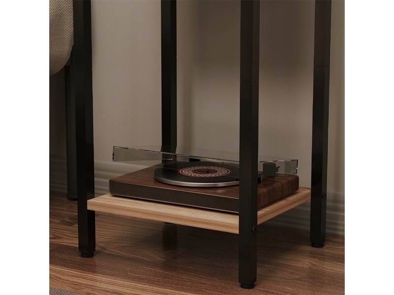  Table de chevet, commode et étagère, style industriel loft marron clair  - Conforama C