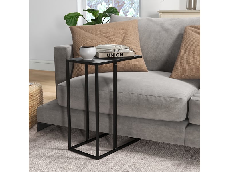 Table d’appoint en c pour canapé et lit - lpospi - plateau pour ordinateur, cadre acier noir 46 × 26 × 60 cm  - Conforama B