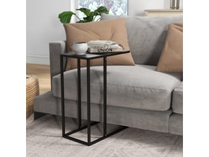 Table d’appoint en c pour canapé et lit - plateau pour ordinateur, cadre acier noir 46 × 26 × 60 cm