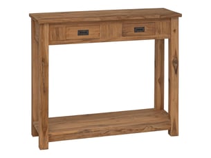 Table console, console d'entrée, meuble console naturel 90 x 30 x 80 cm bois de teck massif cf35837
