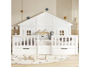 Lit cabane 90x200 cm <strong>MODERNLUXE</strong>  <strong></strong> coloris blanc
