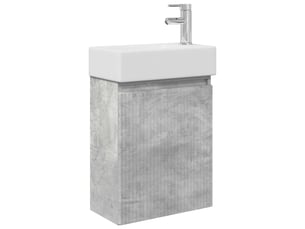 Meuble de rangement salle de bain avec robinet gris béton shl4888