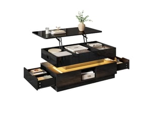 Table basse rectangulaire coloris noir <strong>MAISENTIEL</strong> <strong></strong> - 48 cmx90 cm