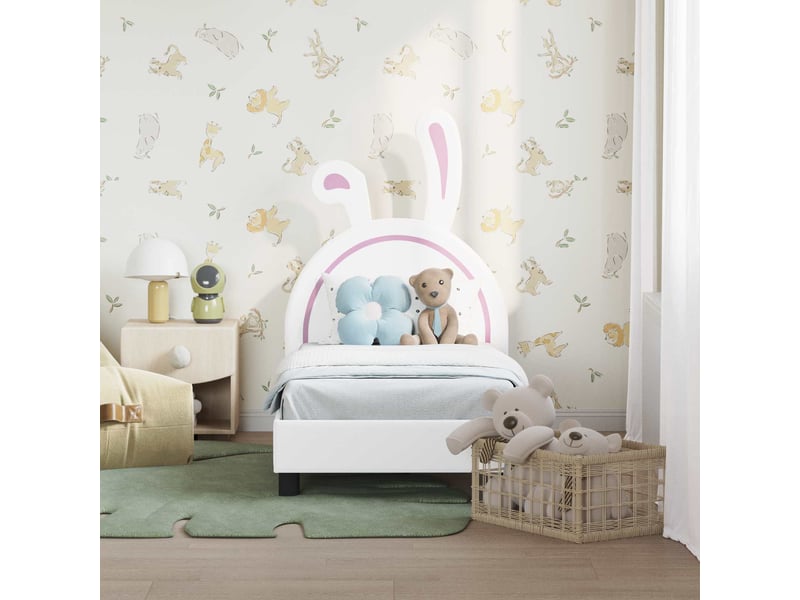  Lit simple- lit adulte -  cadre de lit pour tout-petit avec tête de lit blanc 70 x 140 cm  - Conforama B