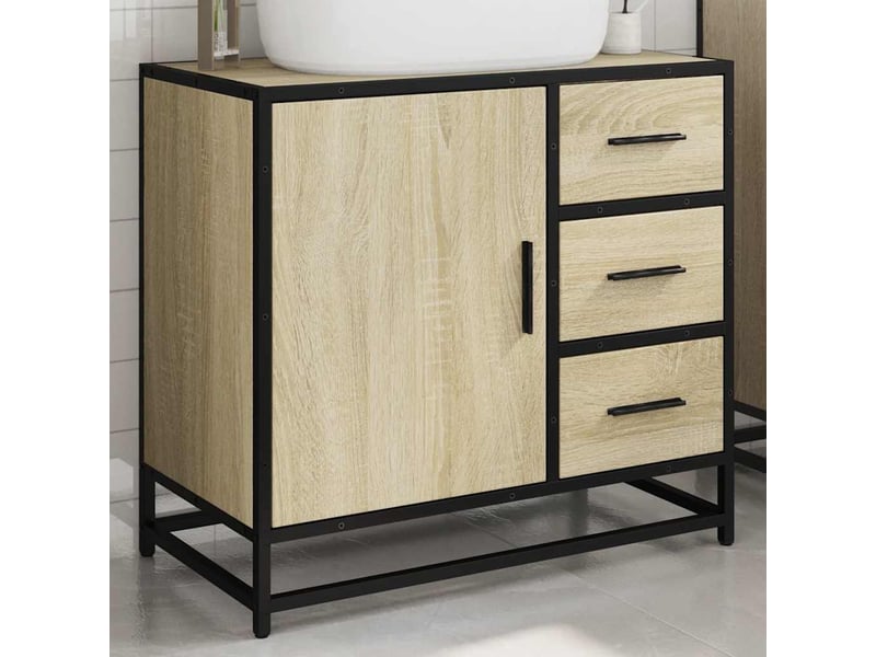  Armoire lavabo de salle de bain, cabinet de salle de bain chêne sonoma bois d'ingénierie cf65613  - Conforama D
