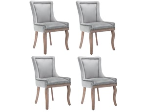 Chaise salle manger velours capitonnée cadre bois massif gris chic courbé élégant homvra