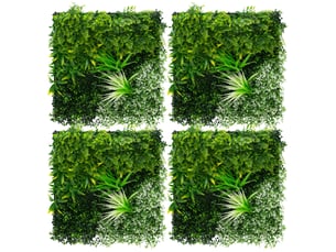 Ecd germany mur végétal artificiel réaliste white blossom, 50x50 cm vert 1 m², feuillage décoratif dense haie synthétique clôture fausse plante brise-vue avec protection uv pour intérieur extérieur