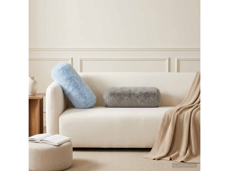 Lot de 6 housses de coussin heerlen gris clair ø 15 x 40 cm cf49631 - Conforama B