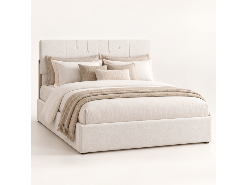 Lit coffre hydraulique 140x190 avec sommier à lattes - tête de lit rembourrée - rangement - velours teddy - lit double 2 personnes 140x190cm avec , tête de lit capitonné avec chargement usb type-c, 2 personnes, tissu sherpa, bl… - Conforama A