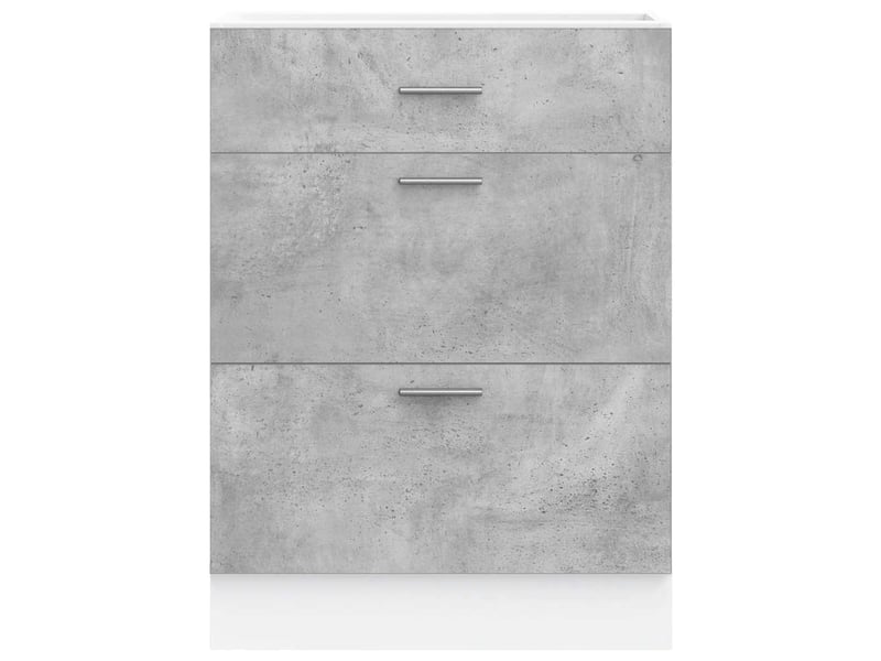 Meuble bas cuisine ; armoire de plancher ; armoire de cuisine gris béton bois d'ingénierie - Conforama D