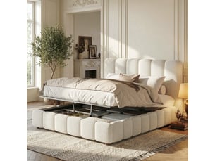 Lit coffre 140x190 cm <strong>STILVORA</strong> <strong></strong> coloris blanc