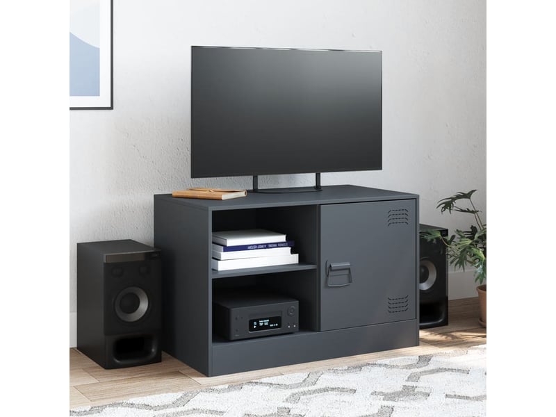  Meuble tv - banc tv - meuble de rangement anthracite 67x39x44 cm acier  - Conforama C