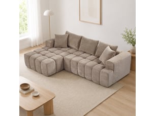 Canapé d'angle gauche fixe <strong>MODENUIT </strong> <strong></strong> 3 places Tissu café