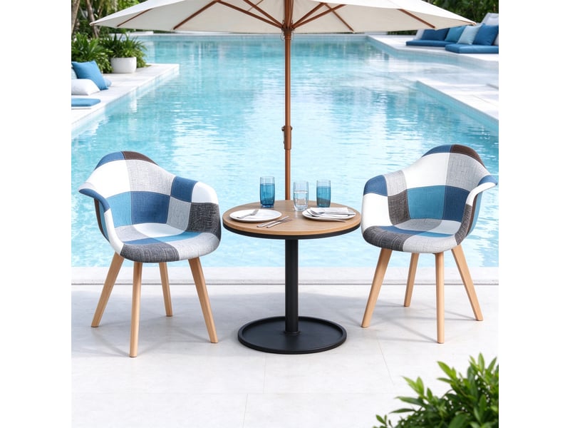 Chaise de salle à manger - ensemble élégant de 2 fauteuils lounge, chaises de bureau, 43 x 47 x 81.5 cm, bleu  - Conforama C