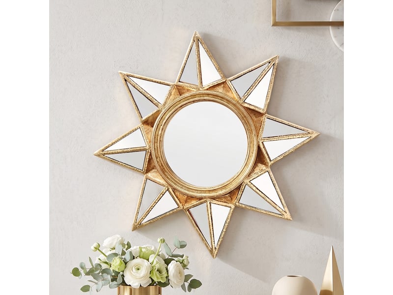  Miroir suspendu en résine motif tournesol – miroir en relief de style européen – décoration bohème pour salon ou bureau – 25 cm  - Conforama A