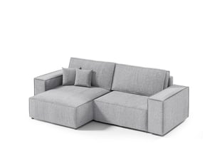 Canapé d'angle réversible convertible ULTRA  4 places Velours côtelé gris avec coffre de rangement