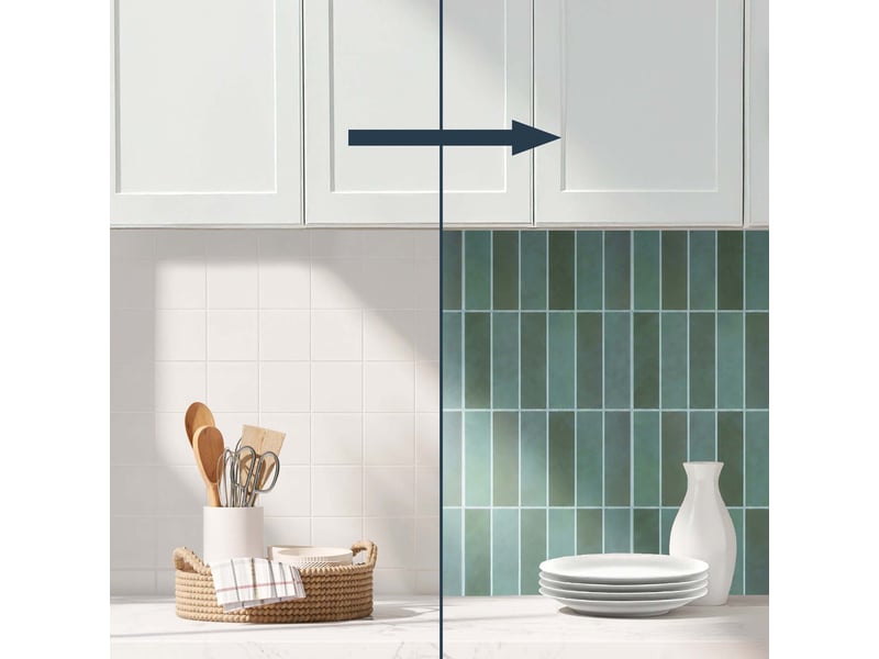  Sticker mural carrelage kalix 30x25cm vert sauge  - Conforama E