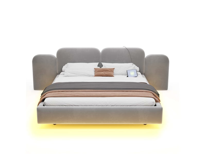  Lit coffre 180x200 avec led et prises usb-c evryae  - Conforama A